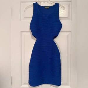 Maude Cobalt Blue Wave Pattern Mini Dress